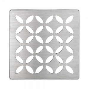 4" x 4" Floral Brushed Stainless Drain