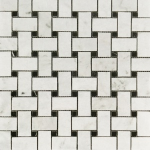 1" x 2" Basket Weave w/ Nero Marquina Mosaic